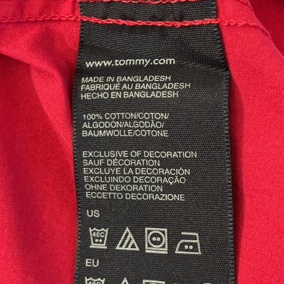 Tommy Hilfiger Cherry Red Roll-Tab Button-Up Shirt - Picture 10 of 10